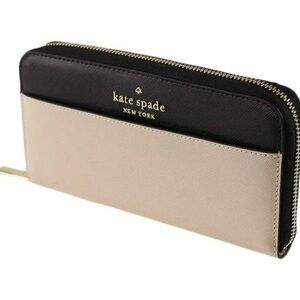 Kate Spade Staci Colorblock Large Slim Bifold Wallet -Warm Beige/Black